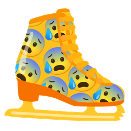 ice skate and anxious face with sweat