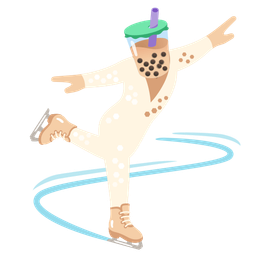 ice skate and bubble tea