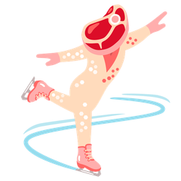ice skate and cut of meat