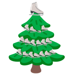 ice skate and evergreen tree