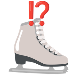 ice skate and exclamation question mark
