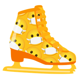 ice skate and face with medical mask