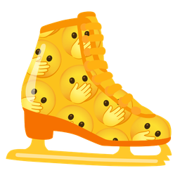 ice skate and face with open eyes and hand over mouth