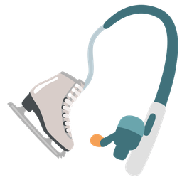 ice skate and fishing pole