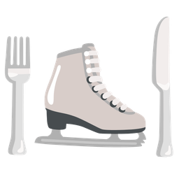 ice skate and fork and knife with plate