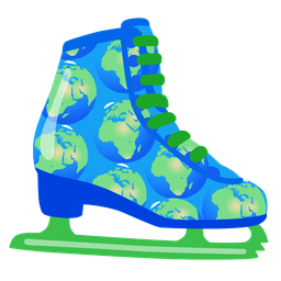 ice skate and globe showing Europe-Africa