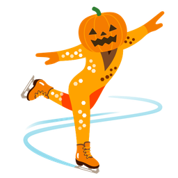 ice skate and jack-o-lantern