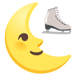 ice skate and last quarter moon face