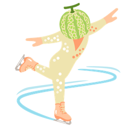 ice skate and melon
