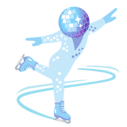ice skate and mirror ball