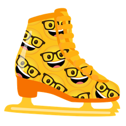 ice skate and nerd face