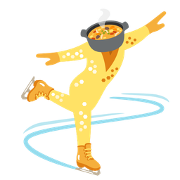 ice skate and pot of food