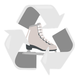 ice skate and recycling symbol