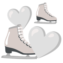 ice skate and revolving hearts
