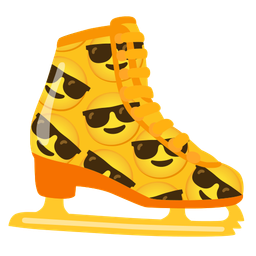 ice skate and smiling face with sunglasses