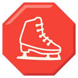 ice skate and stop sign
