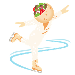 ice skate and stuffed flatbread