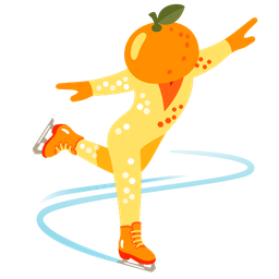 ice skate and tangerine