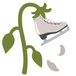 ice skate and wilted flower