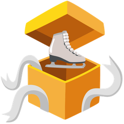 ice skate and wrapped gift