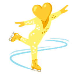 ice skate and yellow heart