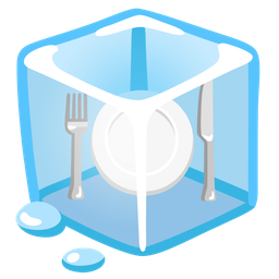 Ice and Fork and knife with plate