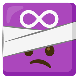 infinity and face with head-bandage
