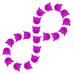 infinity and smiling face with horns