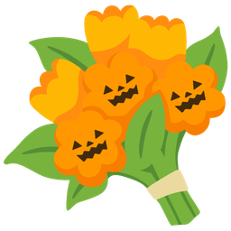 jack-o-lantern and bouquet