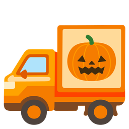 jack-o-lantern and delivery truck