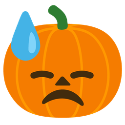 jack-o-lantern and downcast face with sweat