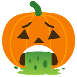jack-o-lantern and face vomiting