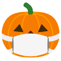 jack-o-lantern and face with medical mask