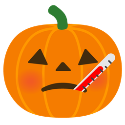 jack-o-lantern and face with thermometer