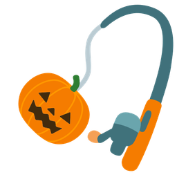 jack-o-lantern and fishing pole