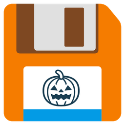 jack-o-lantern and floppy disk