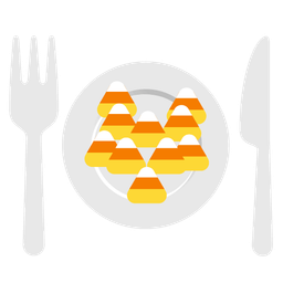 jack-o-lantern and fork and knife with plate