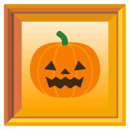 jack-o-lantern and framed picture