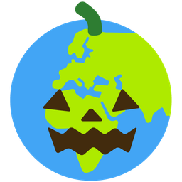 jack-o-lantern and globe showing Europe-Africa