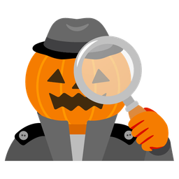 jack-o-lantern and magnifying glass tilted right