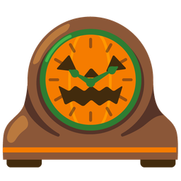 jack-o-lantern and mantelpiece clock