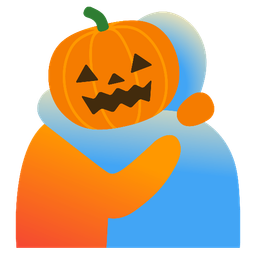 jack-o-lantern and people hugging