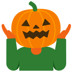 jack-o-lantern and person shrugging
