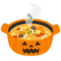 jack-o-lantern and pot of food