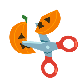 jack-o-lantern and scissors
