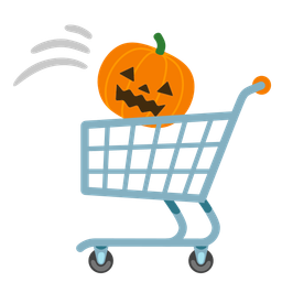 jack-o-lantern and shopping cart