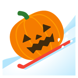 jack-o-lantern and skis