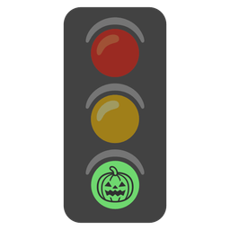 jack-o-lantern and vertical traffic light