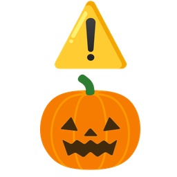 jack-o-lantern and warning