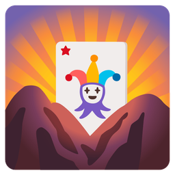 joker and sunrise over mountains